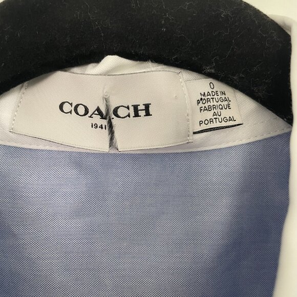 Coach 1941 Blue Button-Up Cotton Shirt – White Collar, Tailored Women’s Size 0 - Picture 5 of 8